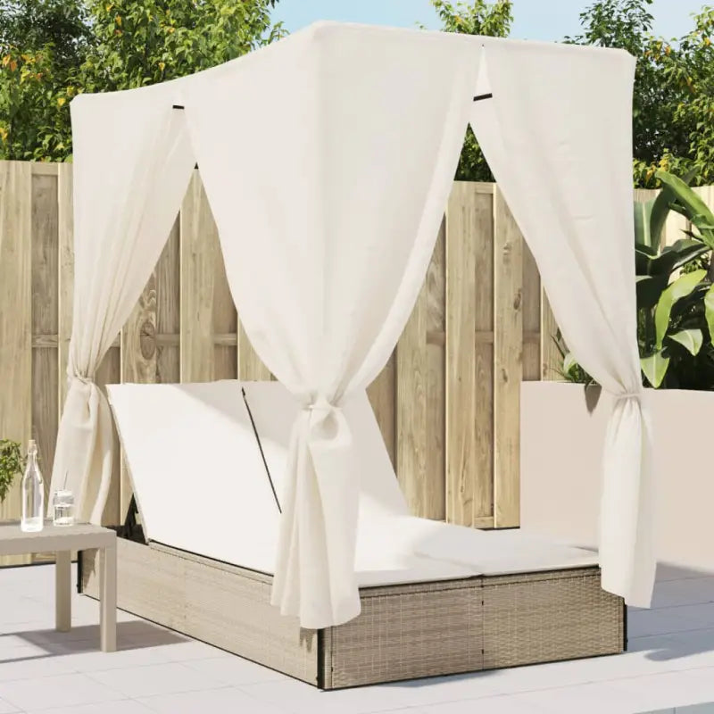 2 persoons ligbed van poly rattan voor een comfortabele zitervaring - beige en crèmekleurig / 1 - Ligstoelen