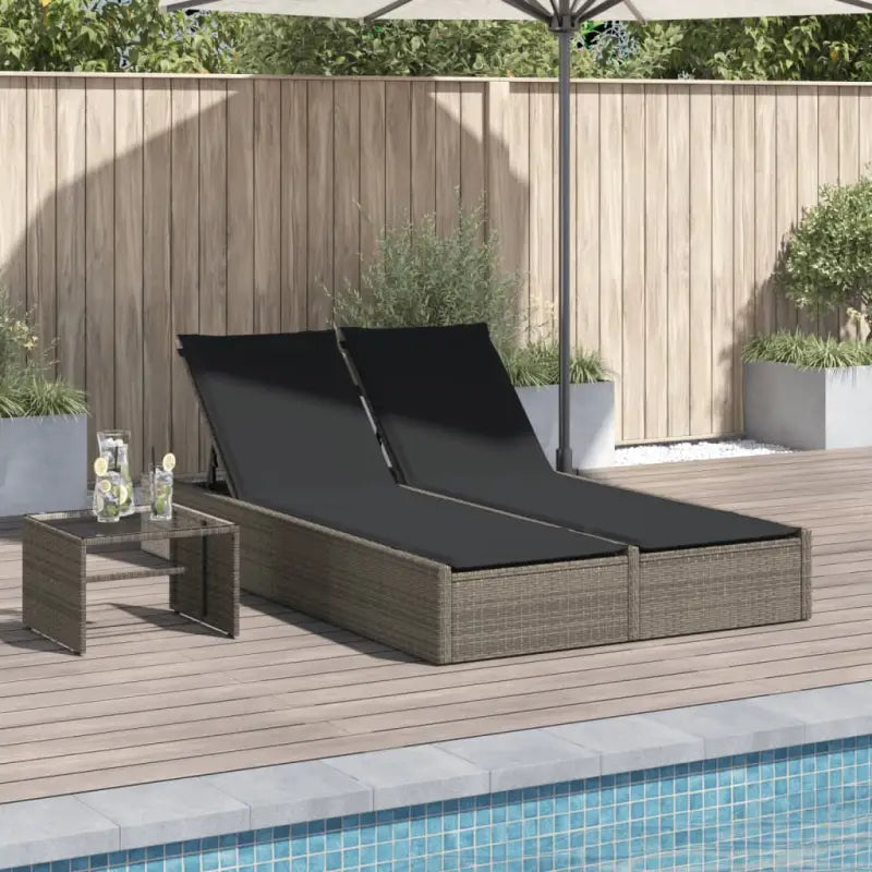 2 Persoons Ligbed van Poly Rattan voor een Comfortabele Zitervaring - Grijs / 1 - Ligstoelen