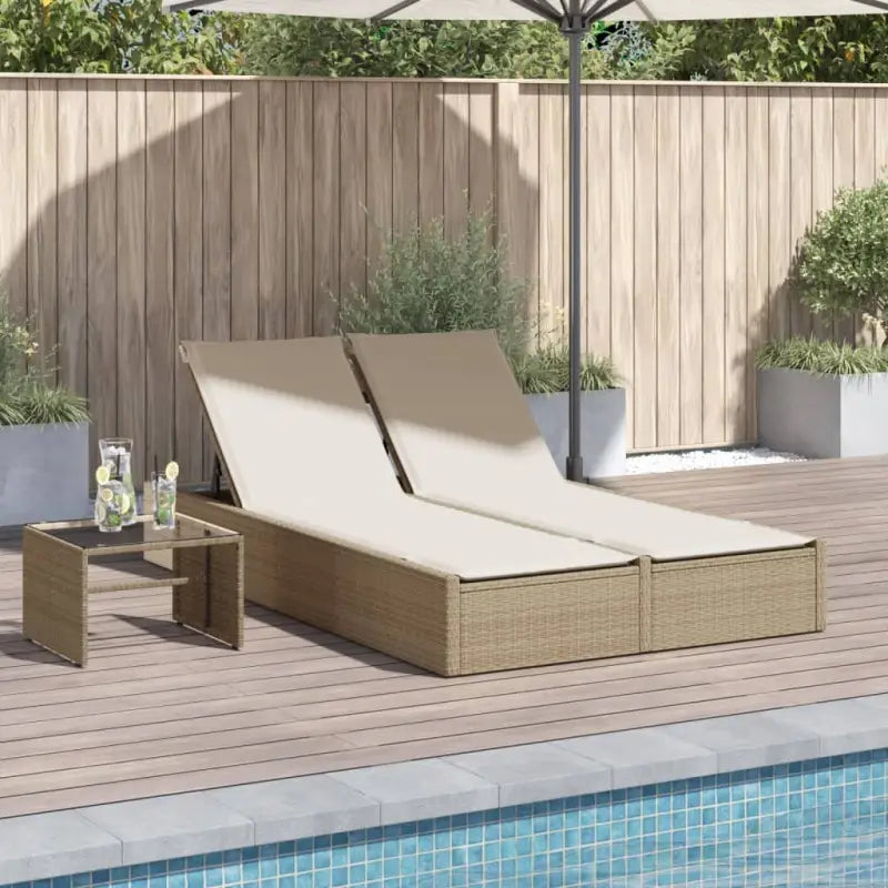 2 Persoons Ligbed van Poly Rattan voor een Comfortabele Zitervaring - Beige / 1 - Ligstoelen