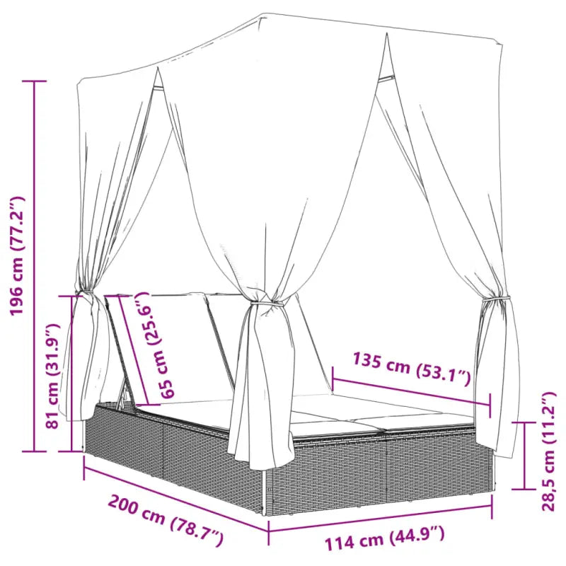2 persoons ligbed van poly rattan voor een comfortabele zitervaring - Ligstoelen