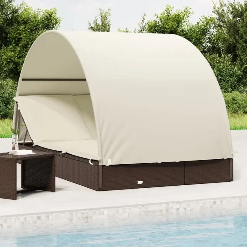 2-persoonsLigbed met Rond Dak in Zwart Materiaal voor Buitenplezier - Bruin / 1 - Ligstoelen
