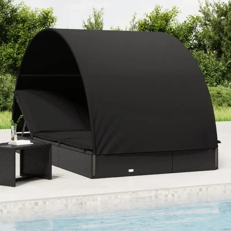 2-persoonsLigbed met Rond Dak in Zwart Materiaal voor Buitenplezier - Zwart / 1 - Ligstoelen