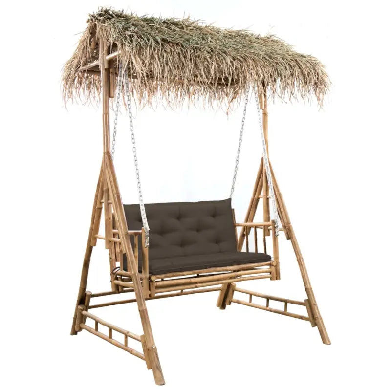 2-zits Bamboe Schommelbank met Sets Touwtjes voor Tuin en Balkon - Taupe / 1 - Schommelbanken
