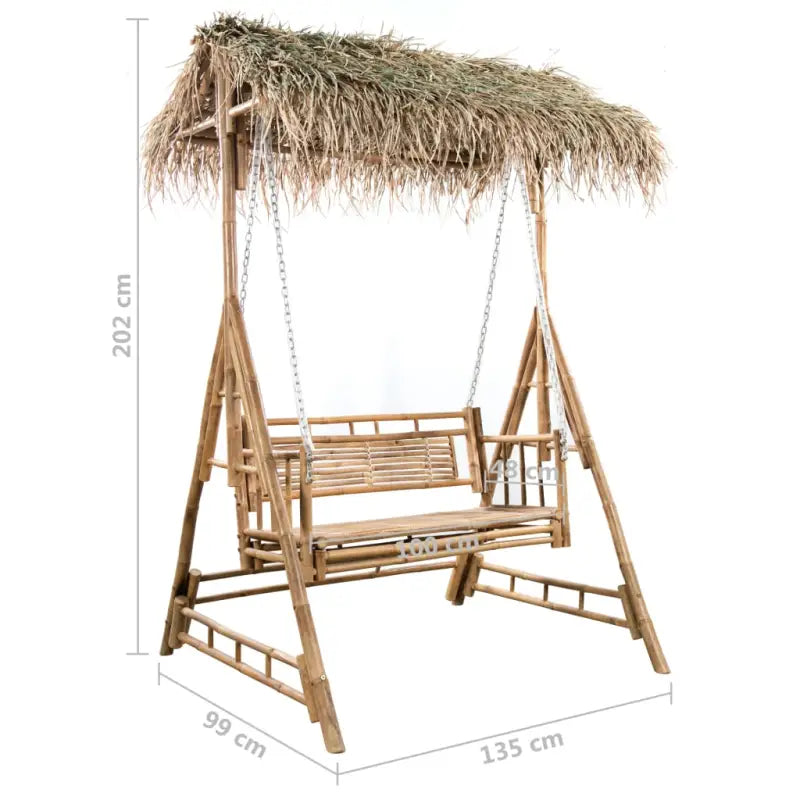 2-zits Bamboe Schommelbank met Sets Touwtjes voor Tuin en Balkon - Schommelbanken