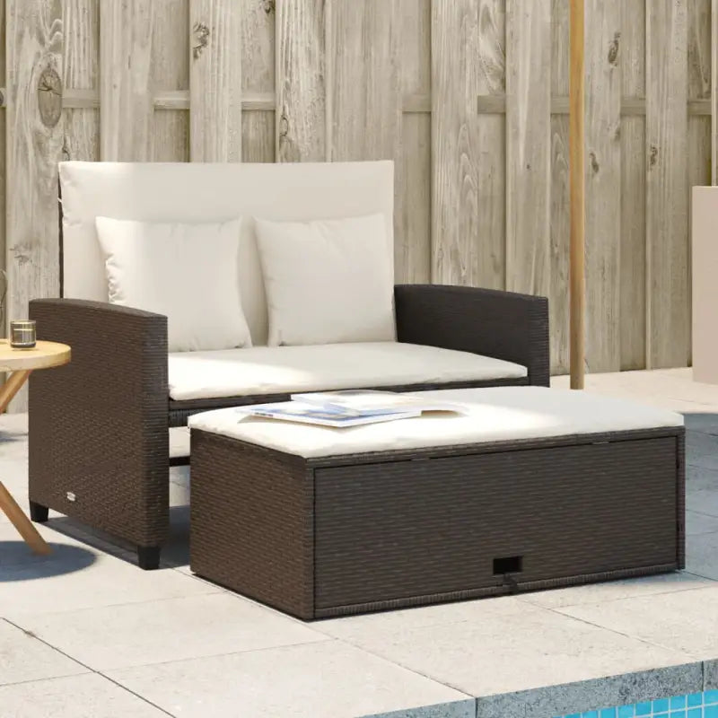 2-zits tuinbank met wasbare hoes en gepoedercoat staal - Bruin en crème / 1 / rattan - Loungebanken