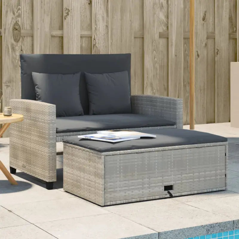 2-zits tuinbank met wasbare hoes en gepoedercoat staal - Lichtgrijs / 1 / rattan - Loungebanken