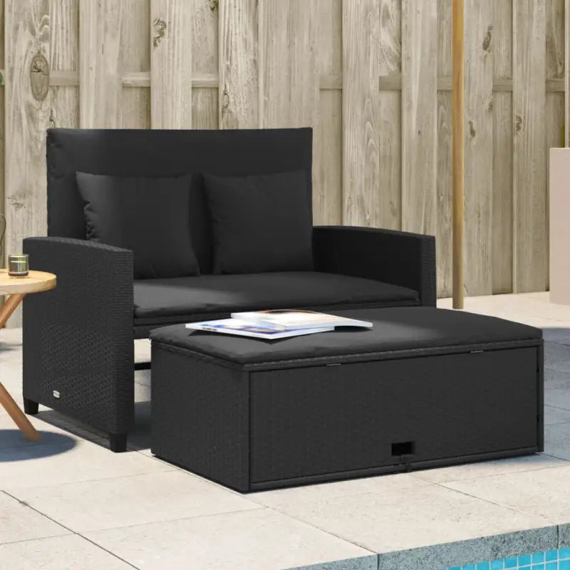 2-zits tuinbank met wasbare hoes en gepoedercoat staal - Zwart / 1 / rattan - Loungebanken