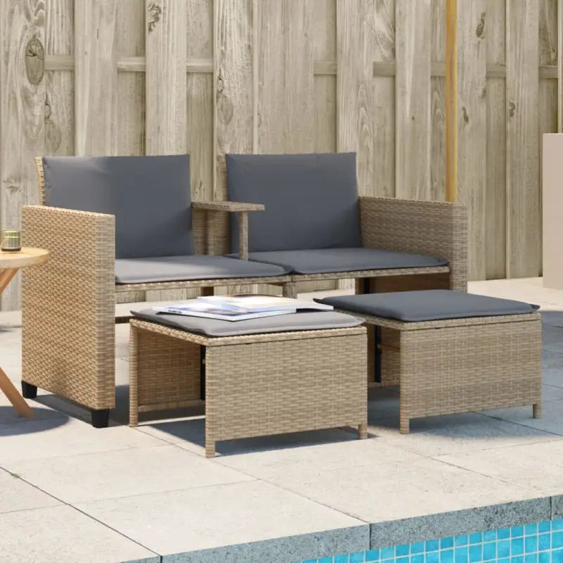 2-zits tuinbank met wasbare hoes en gepoedercoat staalâ€¢afmetingen - Beige en grijs - Tuinsets