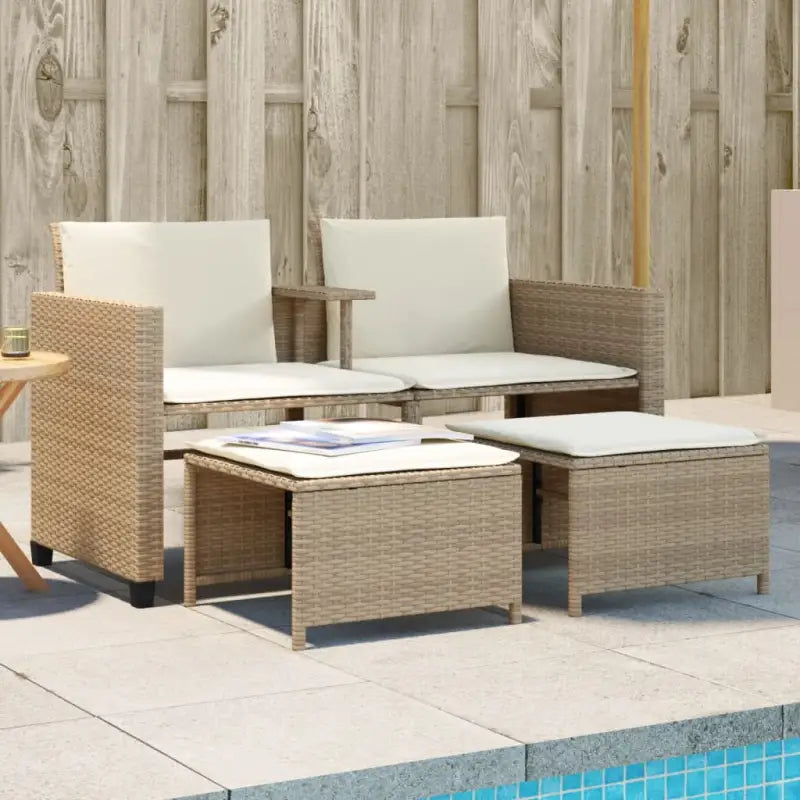 2-zits tuinbank met wasbare hoes en gepoedercoat staalâ€¢afmetingen - beige en crèmekleurig - Tuinsets