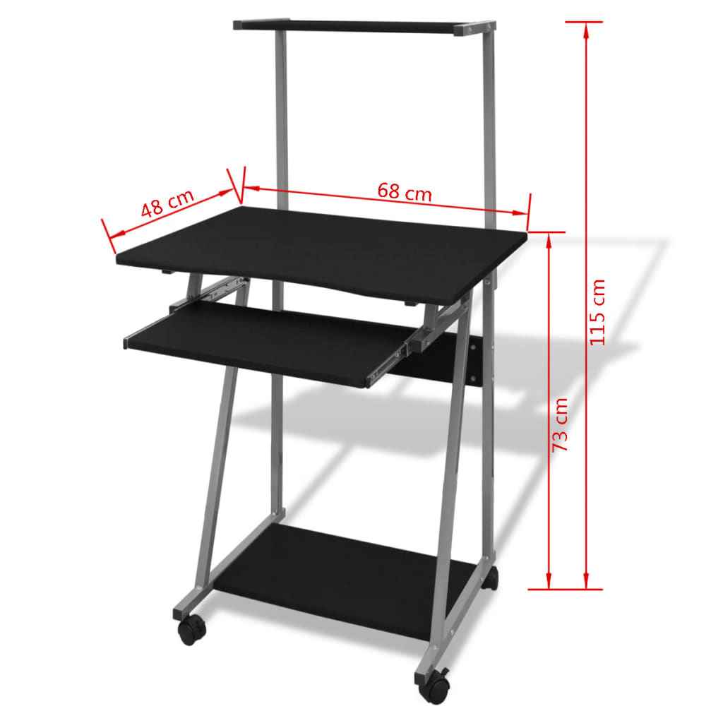 Computerbureau 68 x 48 x 115 cm (zwart)