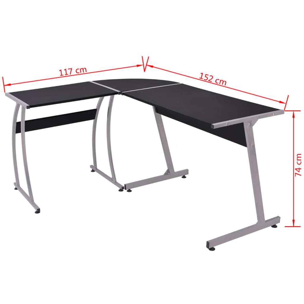 vidaXL Hoekbureau L-vormig zwart