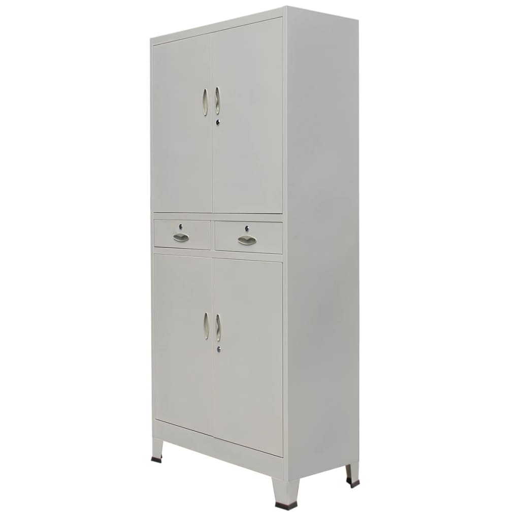 vidaXL Kantoorkast met 2 deuren staal 90x40x180 cm grijs