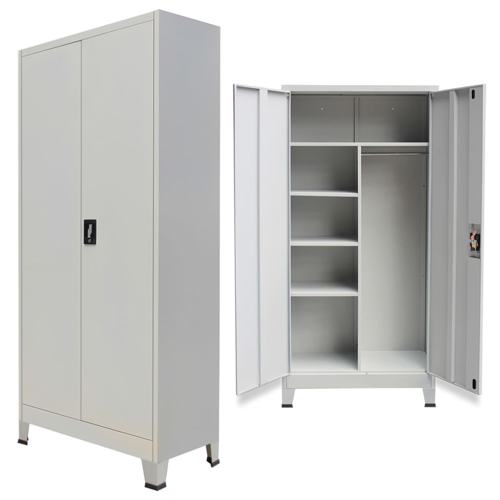 vidaXL Kantoorkast met 2 deuren staal 90x40x180 cm grijs