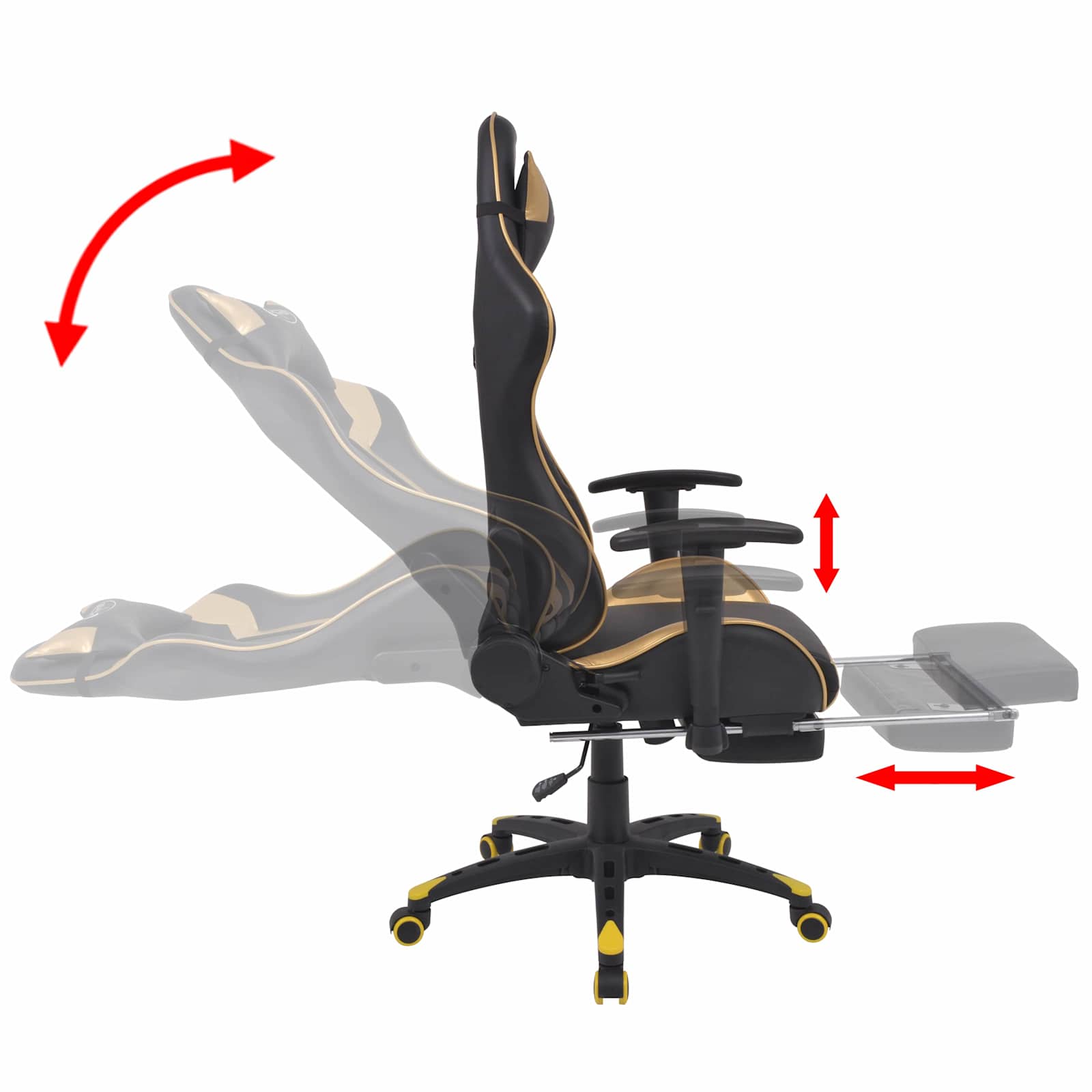 vidaXL Gaming Stoel Goud 70 x 71 x 136 cm Kunstleer
