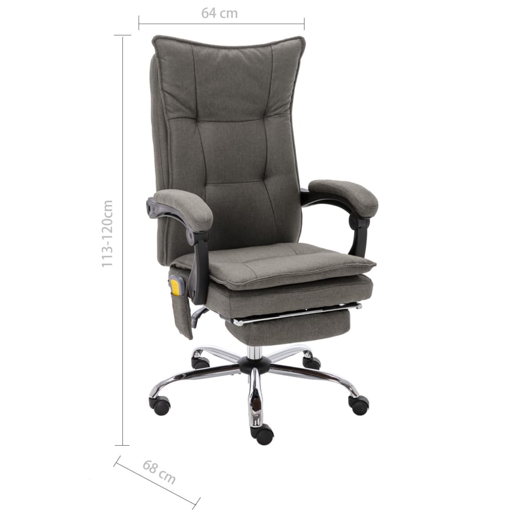vidaXL Kantoormassagestoel stof taupe