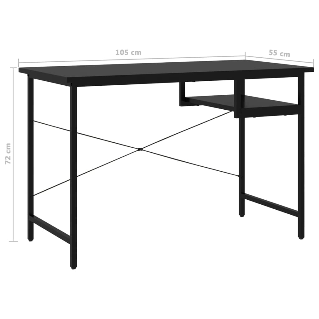 vidaXL Computerbureau 105x55x72 cm MDF en metaal zwart