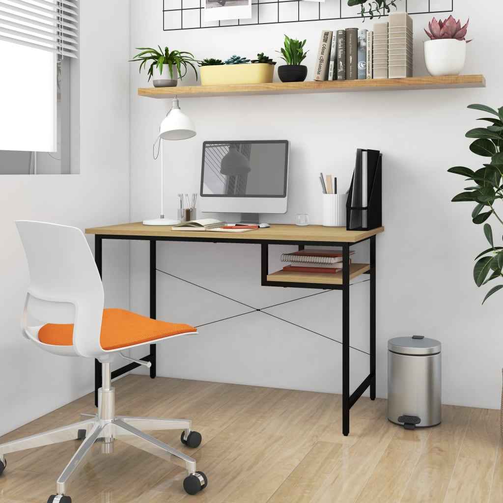 vidaXL Computerbureau 105x55x72 cm MDF en metaal zwart
