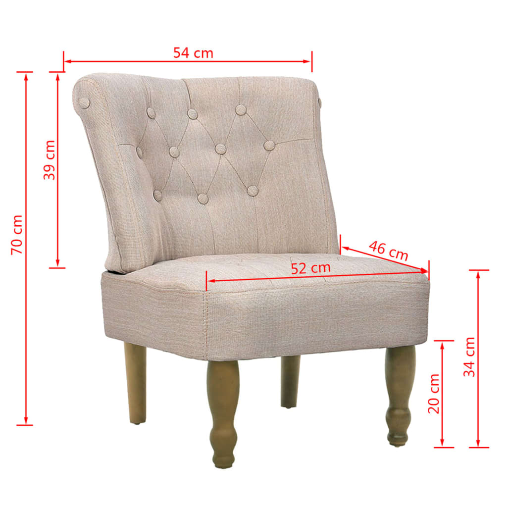 vidaXL Franse stoelen 2 st stof crème - Aashly