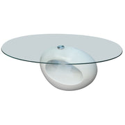 vidaXL Coffee Table with Oval Glass Tabletop High Gloss White