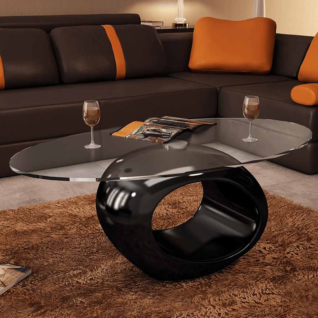 vidaXL Salontafel met ovaal glazen tafelblad hoogglans wit