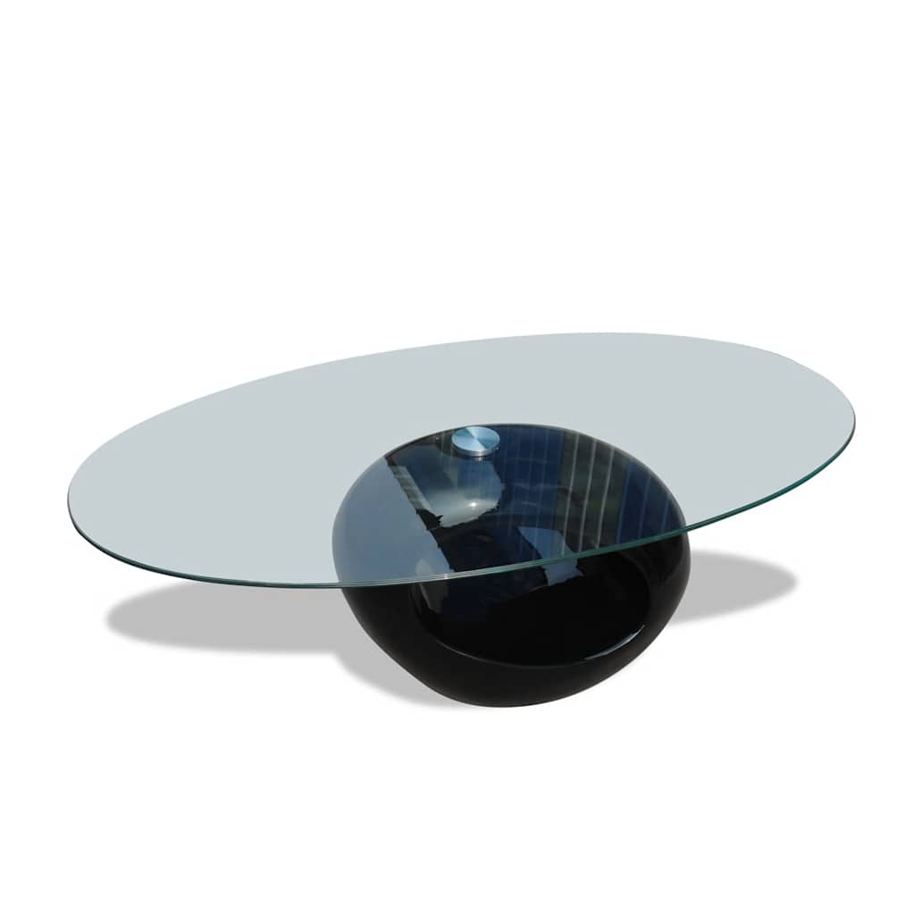 vidaXL Coffee Table with Oval Glass Tabletop High Gloss White