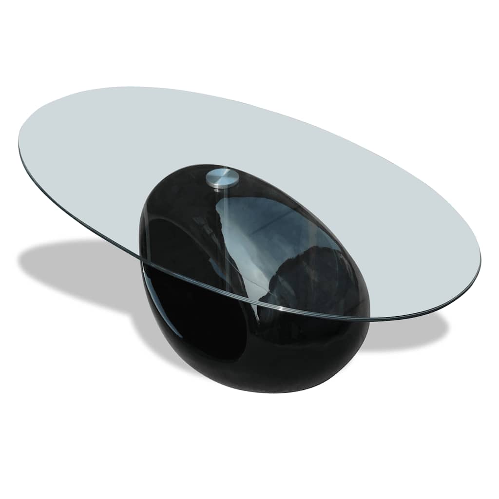 vidaXL Coffee Table with Oval Glass Tabletop High Gloss White