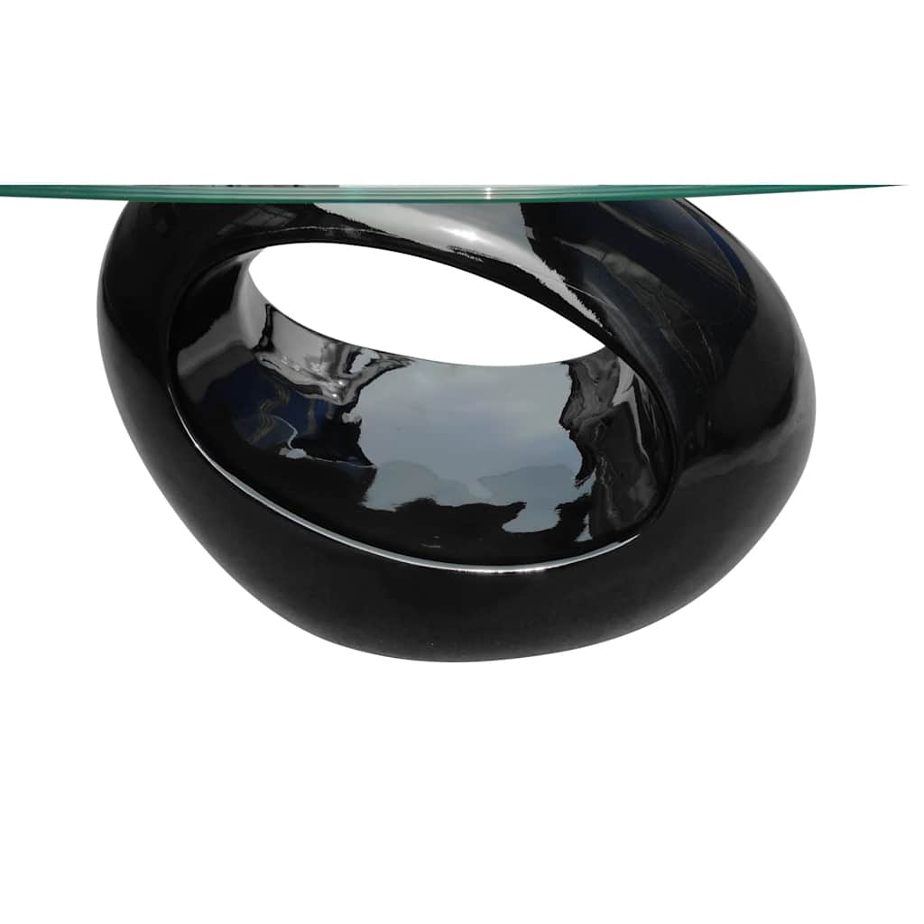 vidaXL Coffee Table with Oval Glass Tabletop High Gloss White