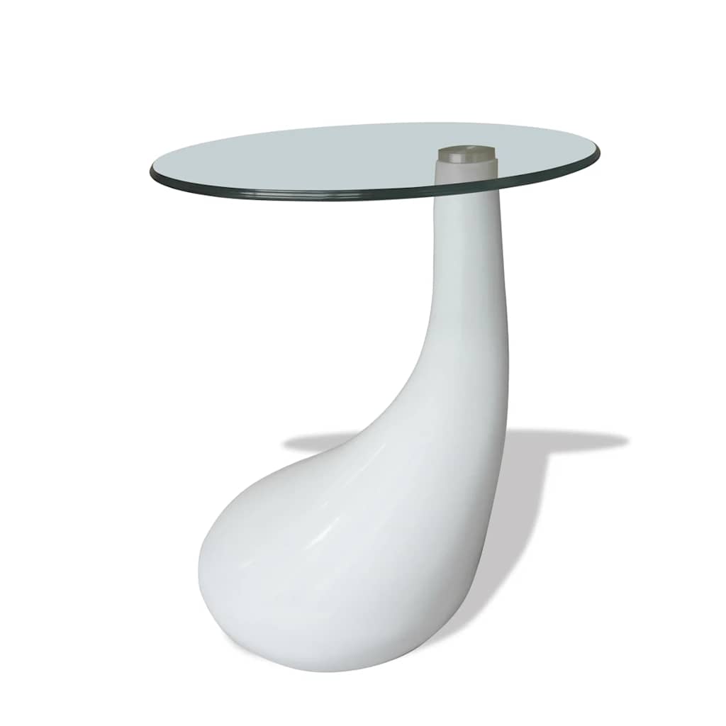 vidaXL Salontafel met rond glazen tafelblad hoogglans wit 2 st