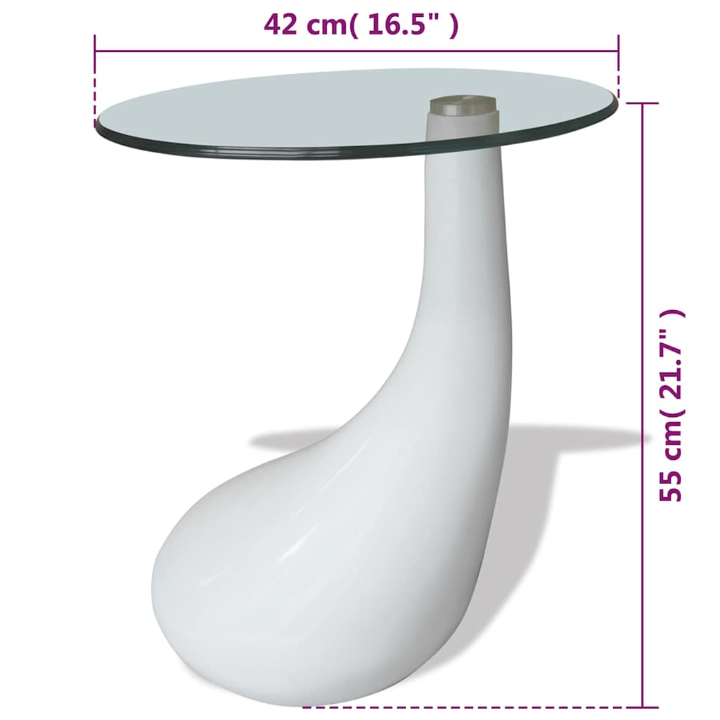 vidaXL Salontafel met rond glazen tafelblad hoogglans wit 2 st