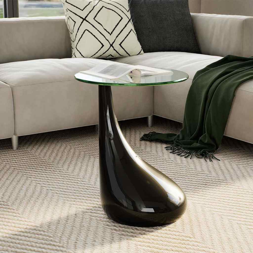 vidaXL Salontafel met rond glazen tafelblad hoogglans wit 2 st