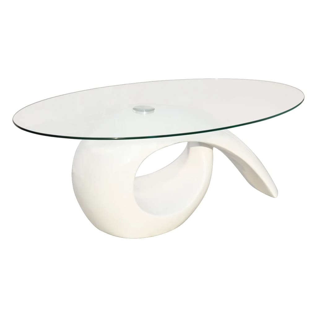 vidaXL Salontafel met ovaal glazen tafelblad hoogglans wit