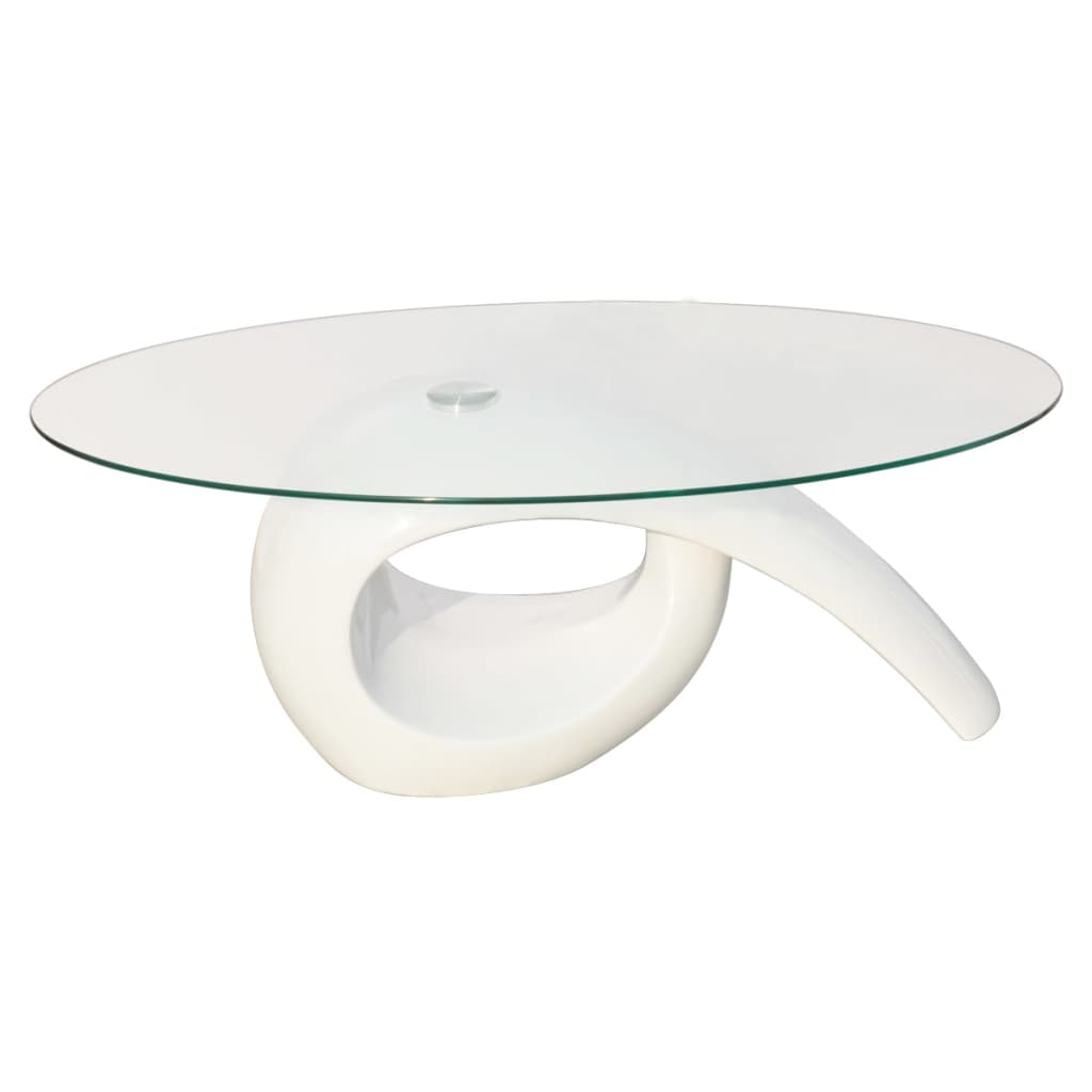 vidaXL Salontafel met ovaal glazen tafelblad hoogglans wit