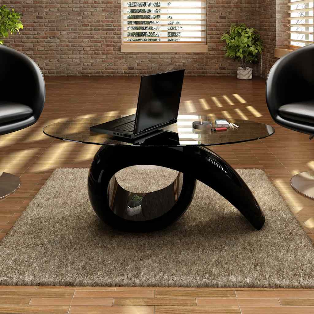vidaXL Salontafel met ovaal glazen tafelblad hoogglans wit