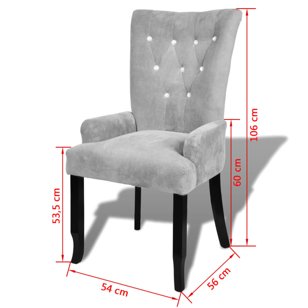 vidaXL Armchair Velvet Silver Colored