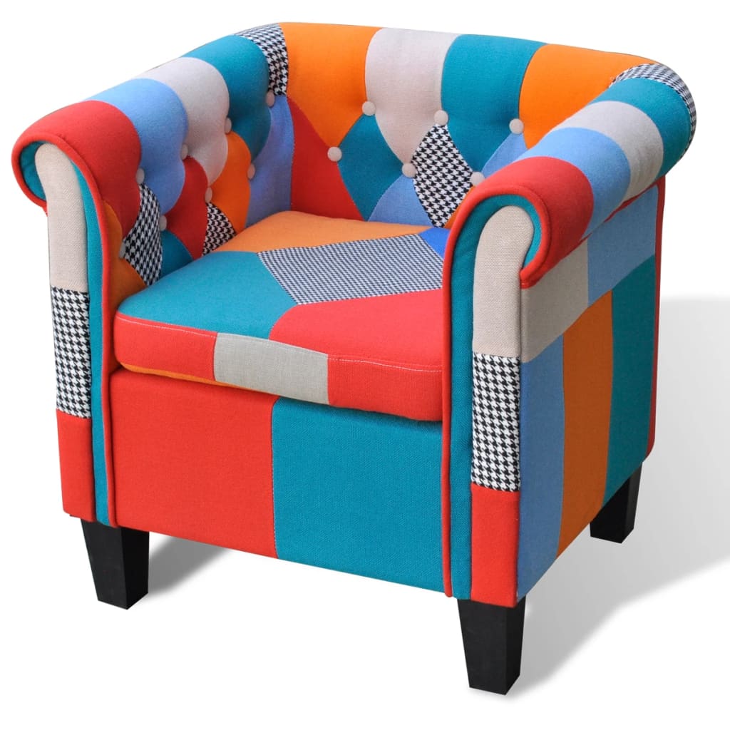 vidaXL Fauteuil met patchwork stof meerkleurig - Aashly