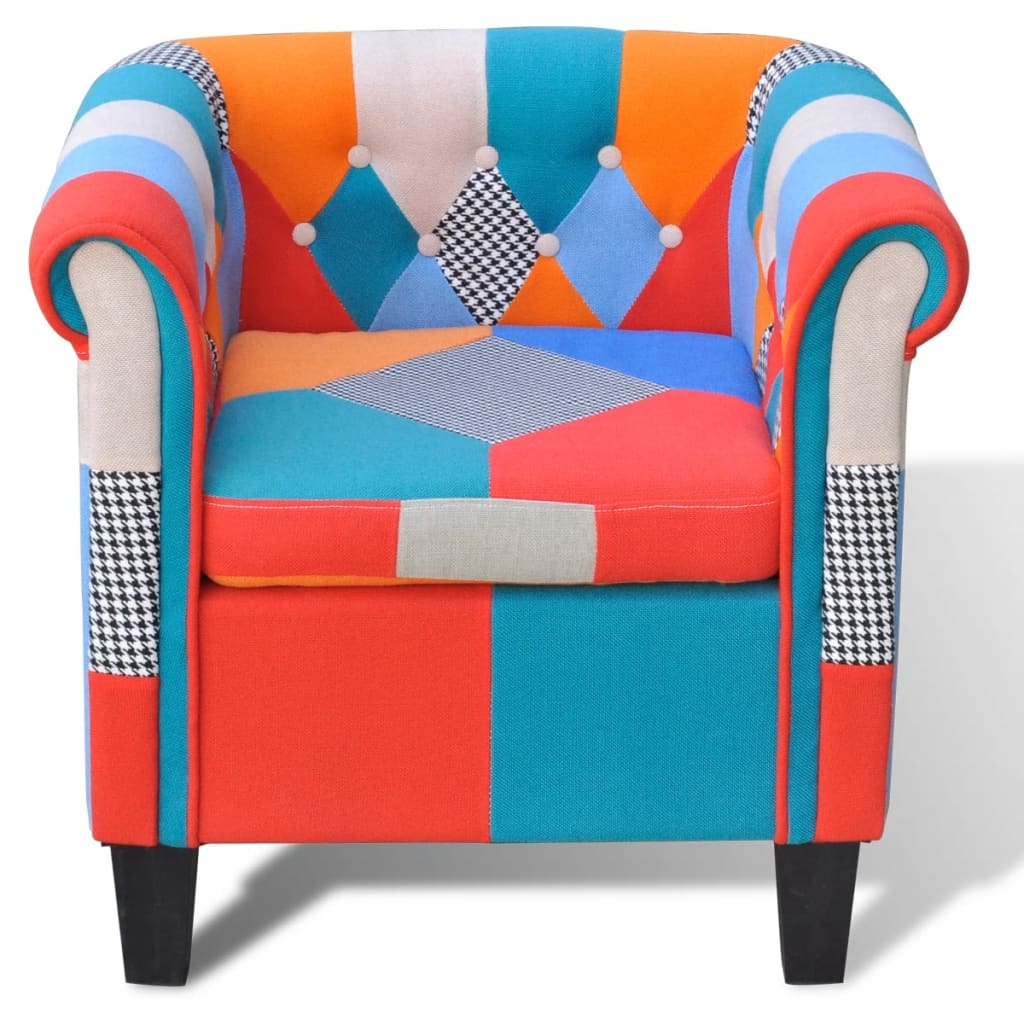 vidaXL Fauteuil met patchwork stof meerkleurig - Aashly