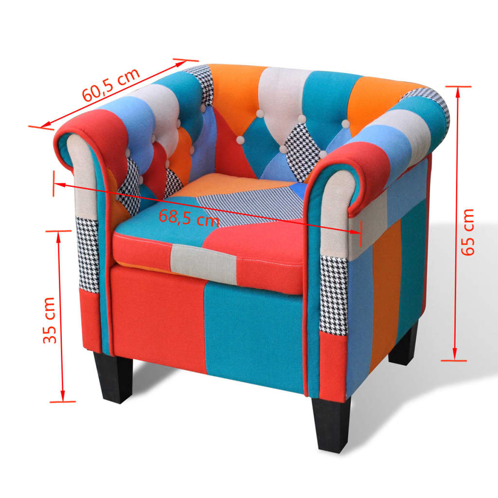 vidaXL Fauteuil met patchwork stof meerkleurig - Aashly