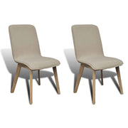 vidaXL Eetkamerstoelen 2 st stof en massief eikenhout beige
