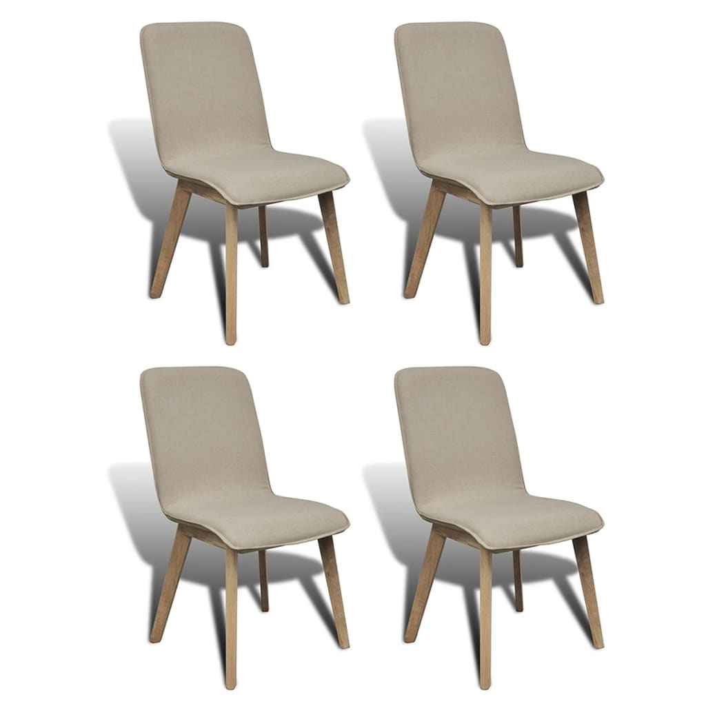 vidaXL Eetkamerstoelen 2 st stof en massief eikenhout beige