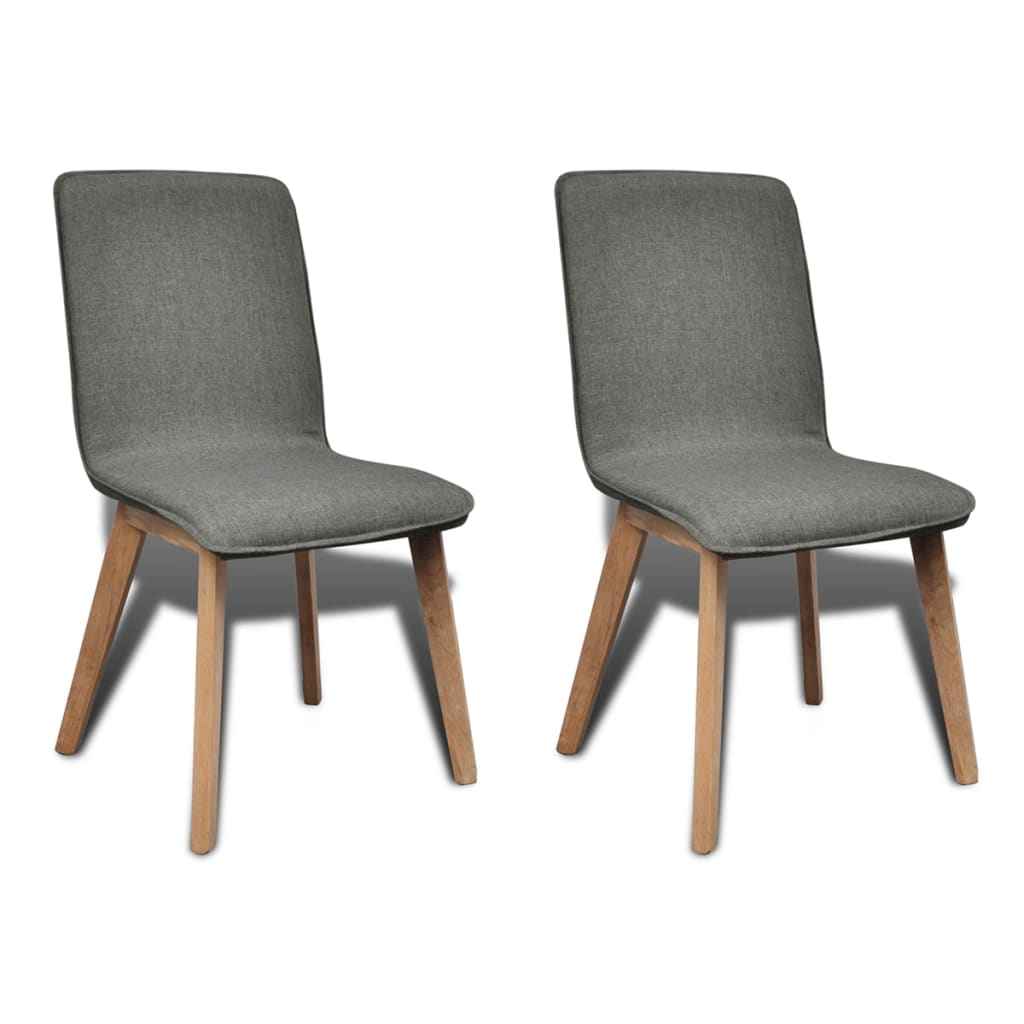 vidaXL Eetkamerstoelen 2 st stof en massief eikenhout beige