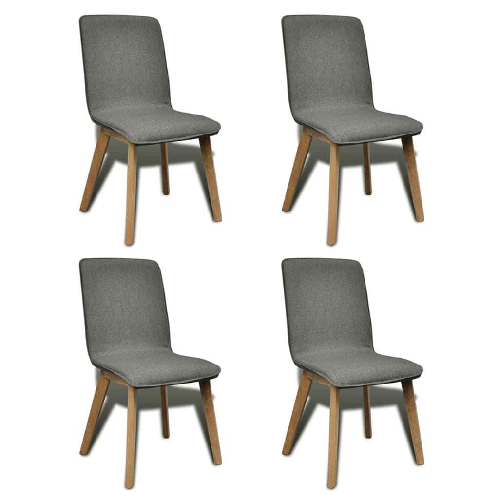 vidaXL Eetkamerstoelen 2 st stof en massief eikenhout beige