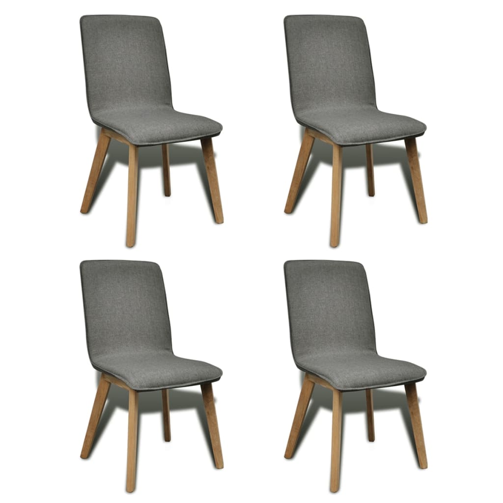vidaXL Eetkamerstoelen 2 st stof en massief eikenhout beige