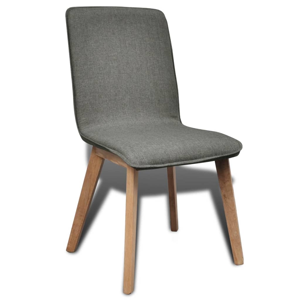 vidaXL Eetkamerstoelen 2 st stof en massief eikenhout beige