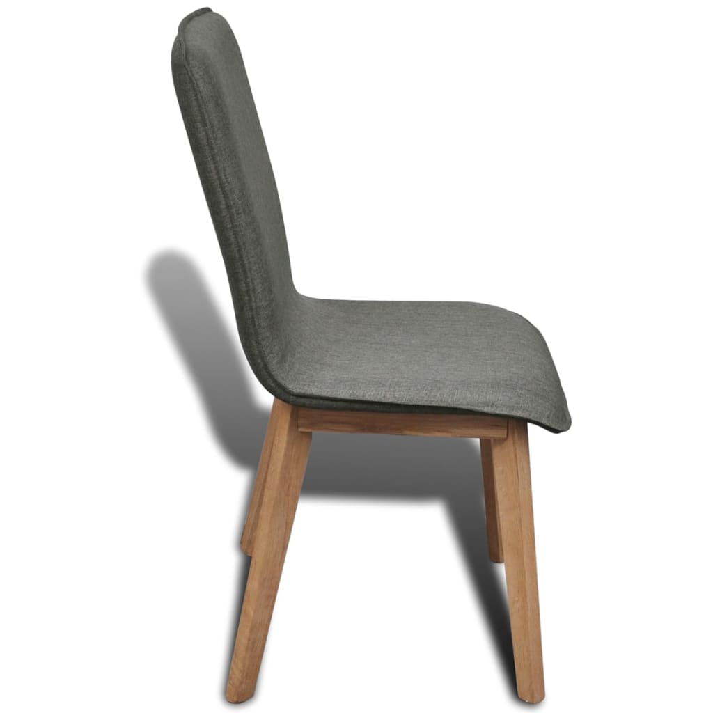 vidaXL Eetkamerstoelen 2 st stof en massief eikenhout beige