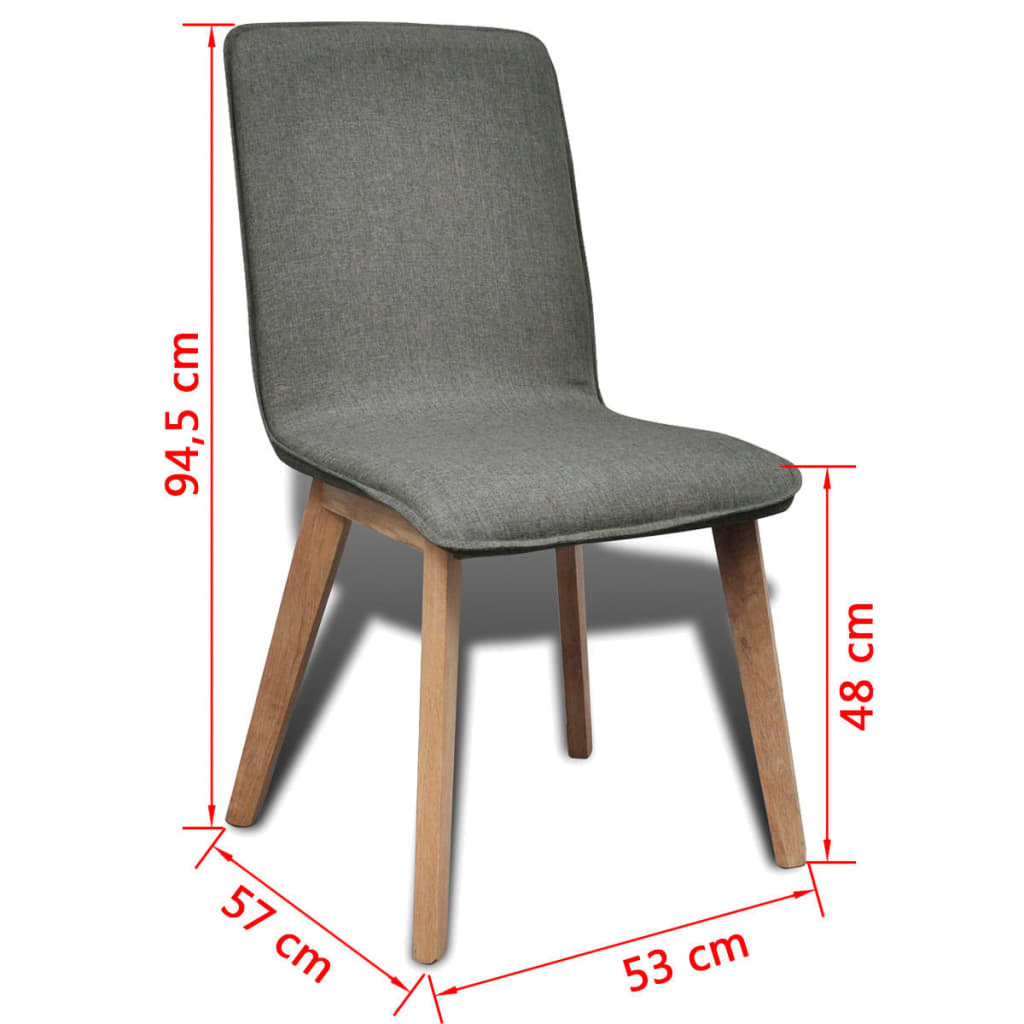 vidaXL Eetkamerstoelen 2 st stof en massief eikenhout beige