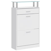 vidaXL Schoenenkast met lade en glazen schap wit hout