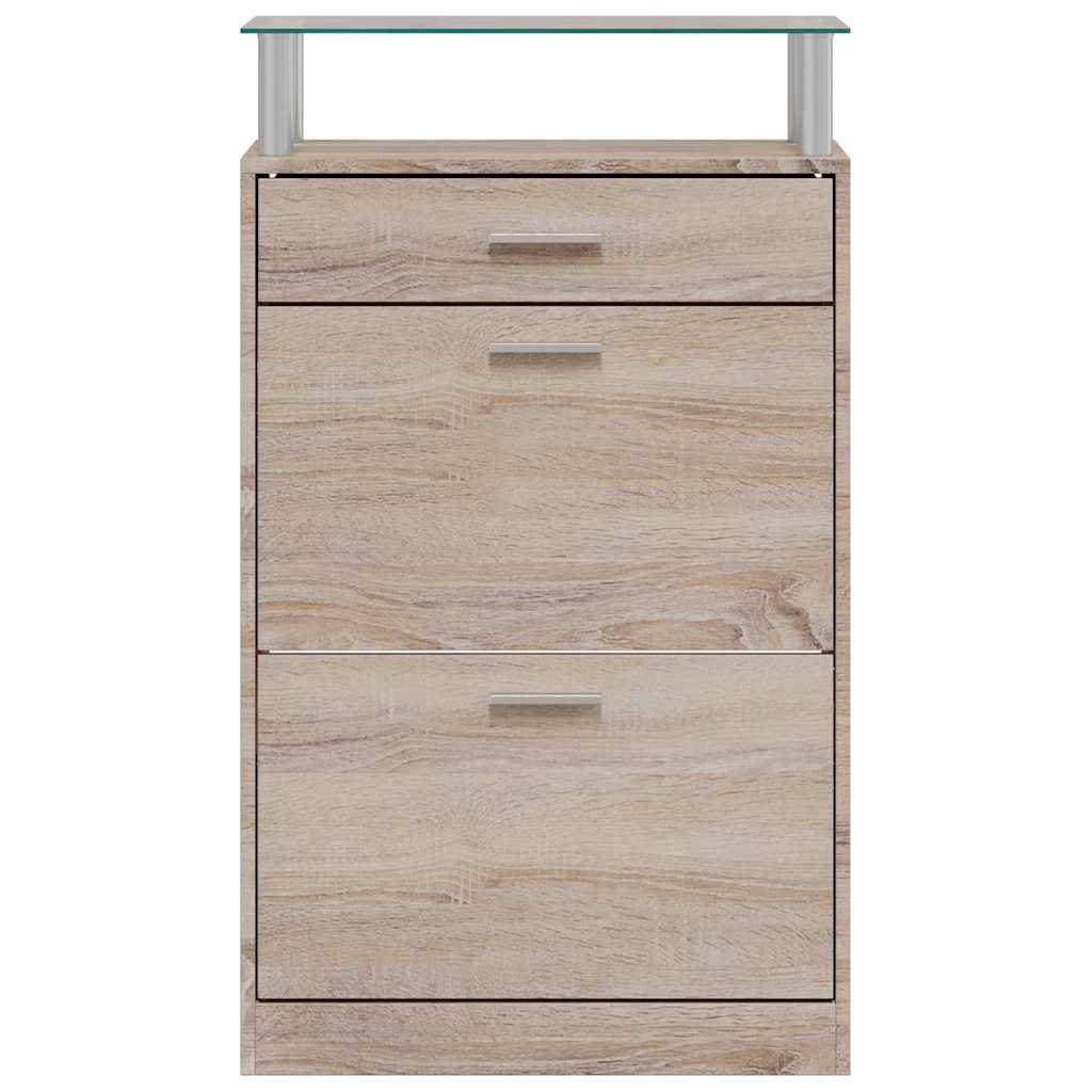 vidaXL Schoenenkast met lade en glazen schap wit hout