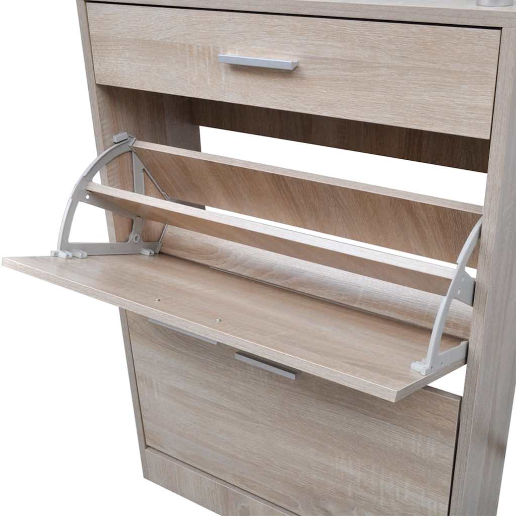 vidaXL Schoenenkast met lade en glazen schap wit hout