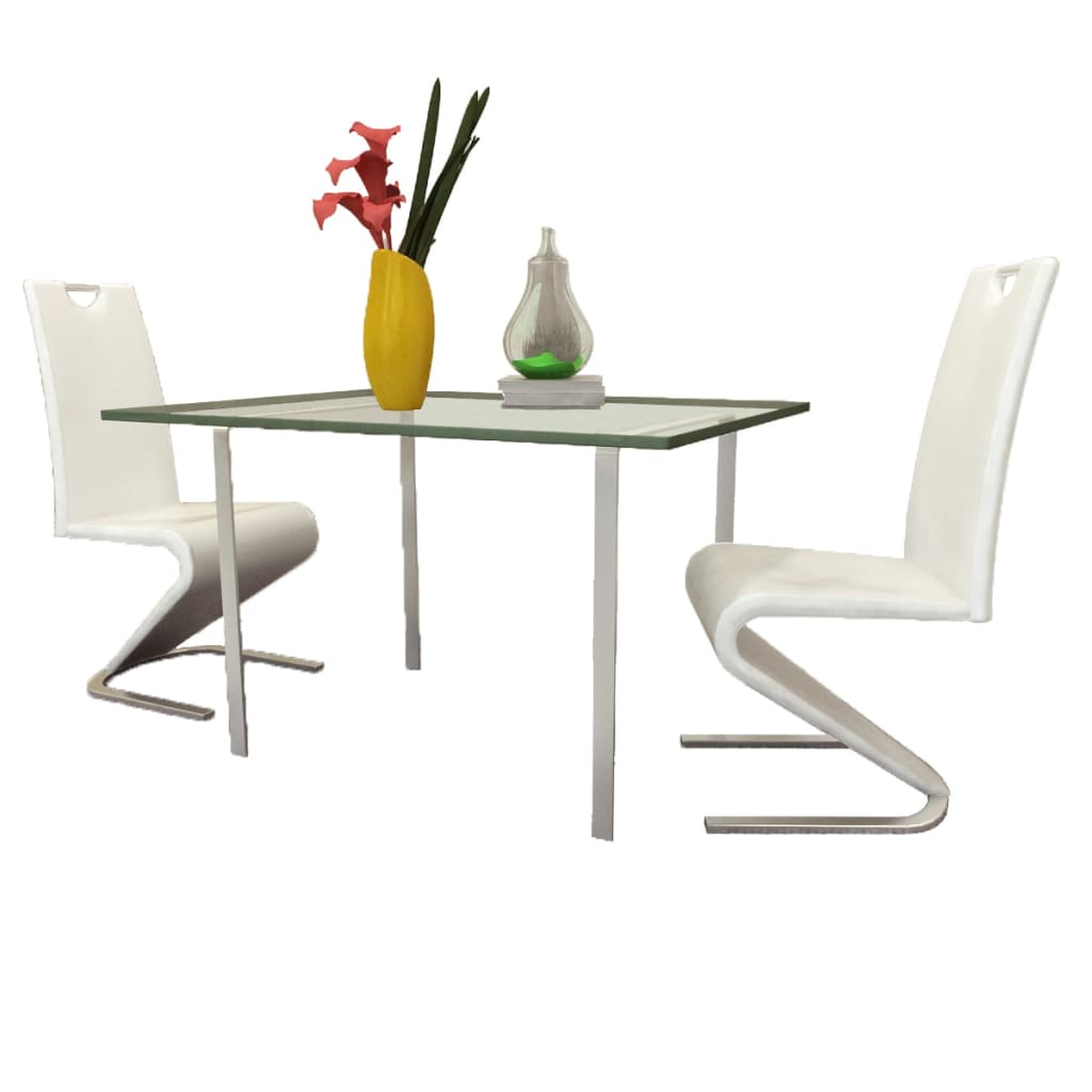 vidaXL Eetkamerstoelen 2 st kunstleer wit