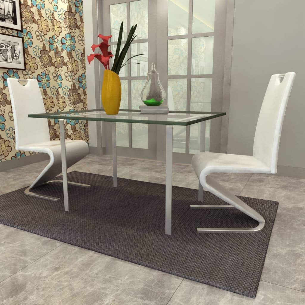 vidaXL Eetkamerstoelen 2 st kunstleer wit